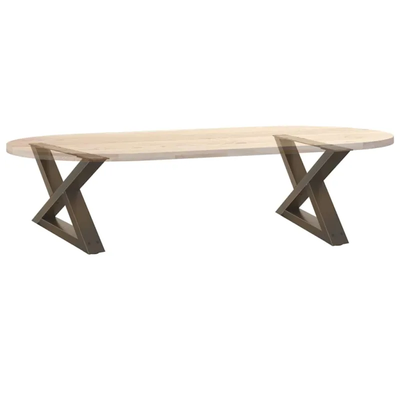 Kavos staliuko kojelės, 2 vnt., natūralus plienas, 50x(30-31,3) cm, plienas