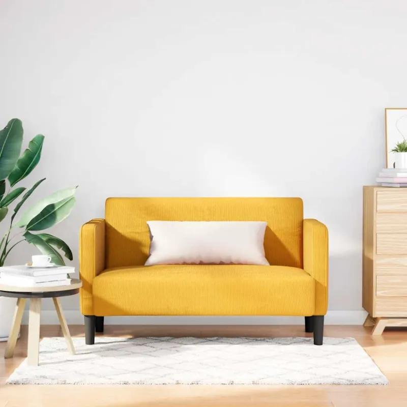 Loveseat sofa, šviesiai geltona, 109cm, velvetinis audinys