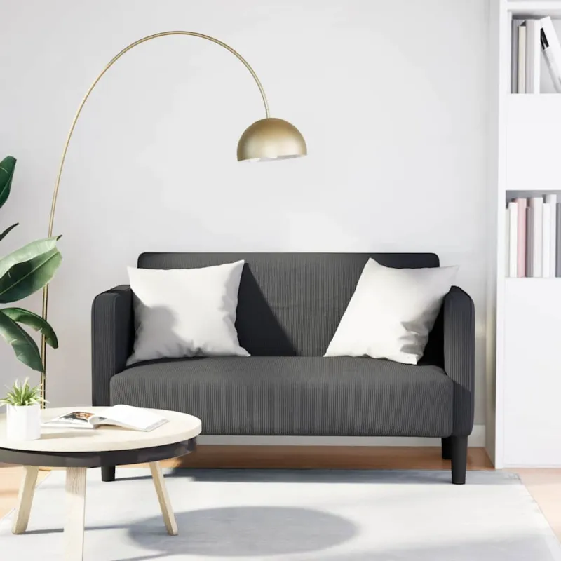 Loveseat sofa, tamsiai pilka, 109cm, velvetinis audinys