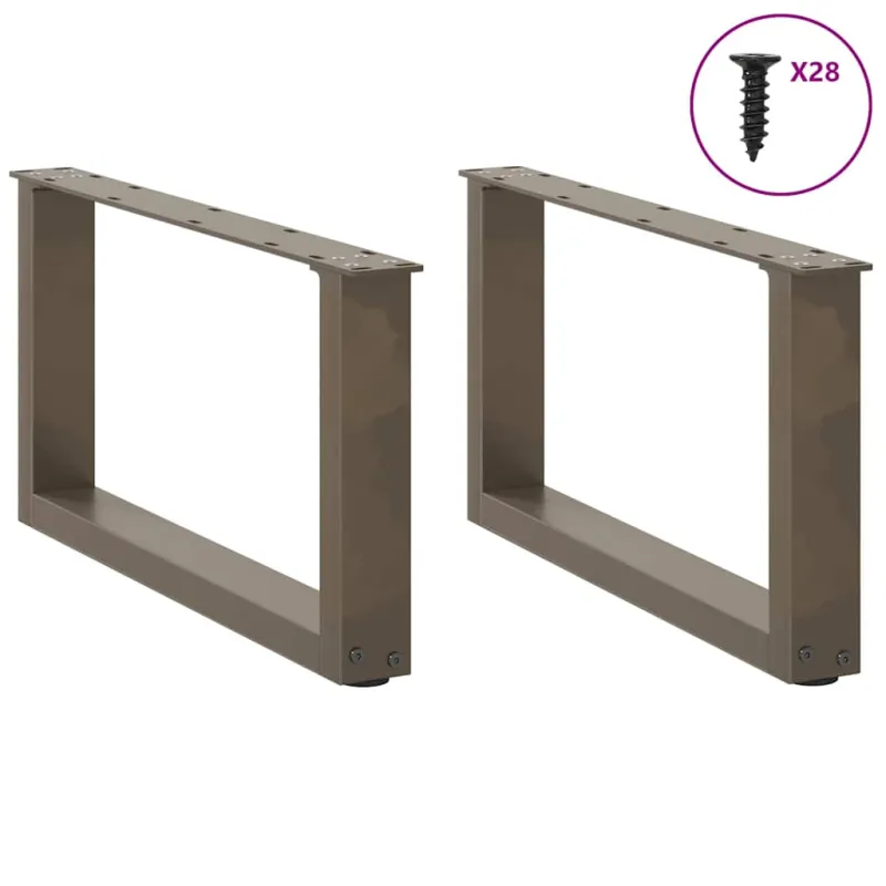Kavos staliuko kojelės, U formos, 2 vnt., natūralus plienas, 70x(30-31) cm, plienas