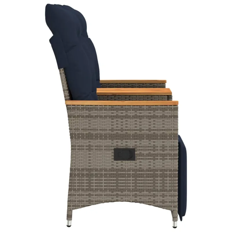 Atlošiama sodo sofa, 2 vietų, su staliuku, pilka, polirotangas