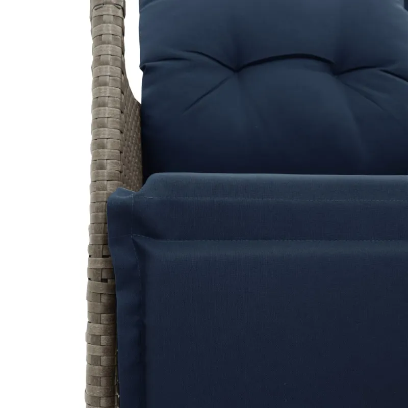 Atlošiama sodo sofa, 2 vietų, su staliuku, pilka, polirotangas