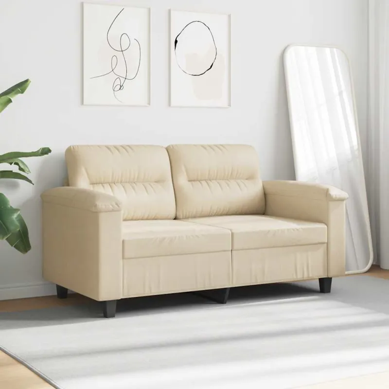 Dvivietė sofa, kreminės spalvos, 120cm, mikropluošto audinys