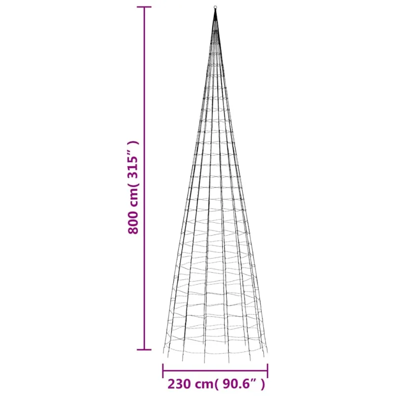 LED Kalėdų eglutė 3000 LED šaltai balta 800 cm