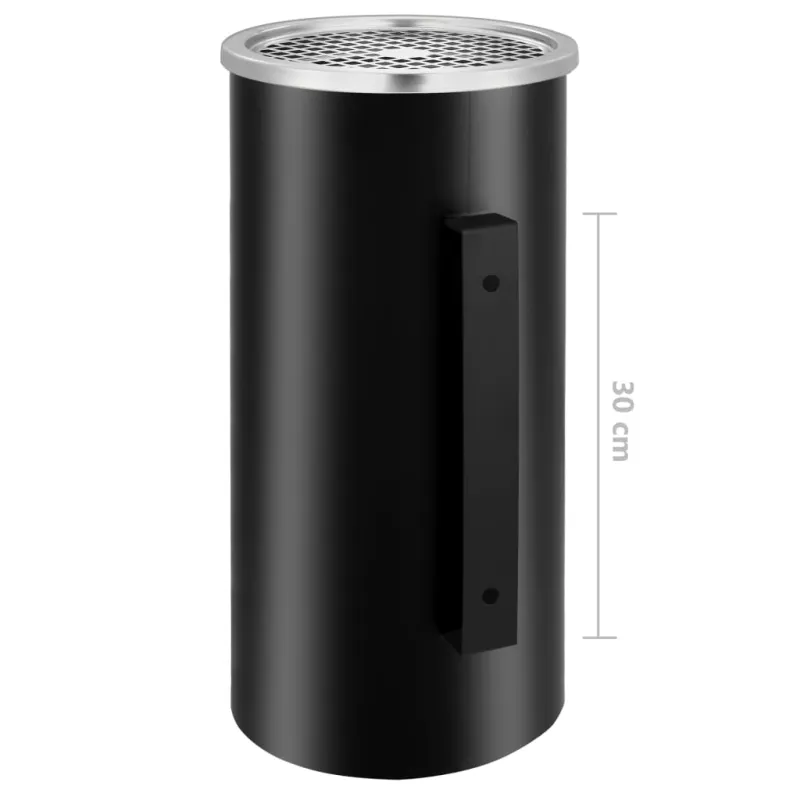 Sieninė šiukšliadėžė-peleninė, juodos spalvos, plienas, 26l