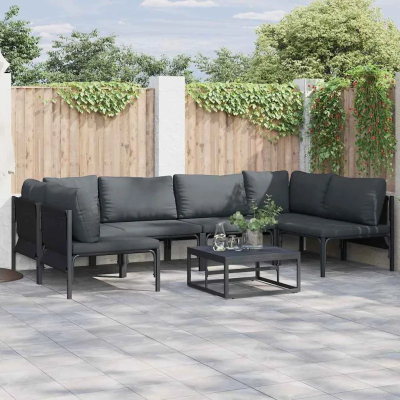 Sodo sohvaryhmä tyynyine, 7 osaa, musta teräs
