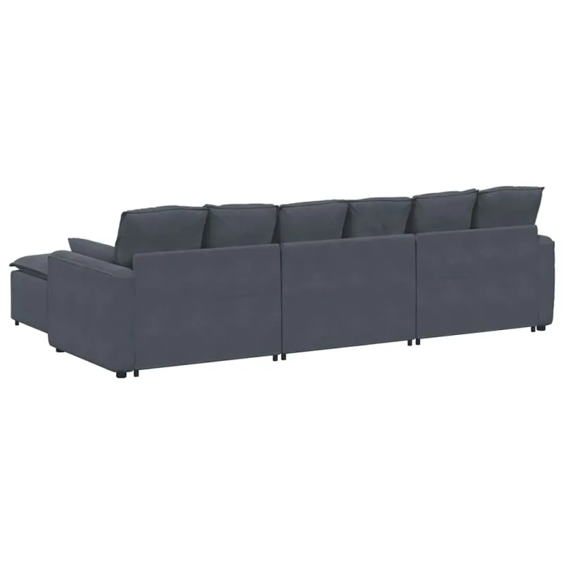 Modulinė sofa su pakoja ir pagalvėlėmis, tamsiai pilka