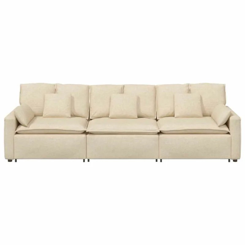 Modulinė sofa su pagalvėlėmis, kreminės spalvos