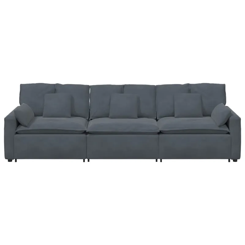 Modulinė sofa su pagalvėlėmis, tamsiai pilka