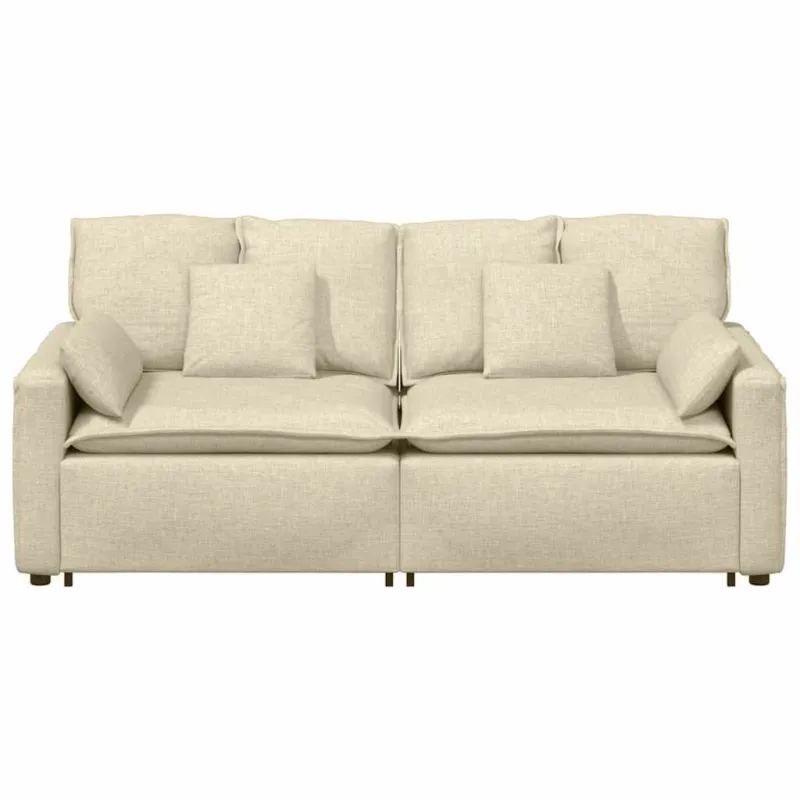 Modulinė sofa su pagalvėlėmis, kreminės spalvos