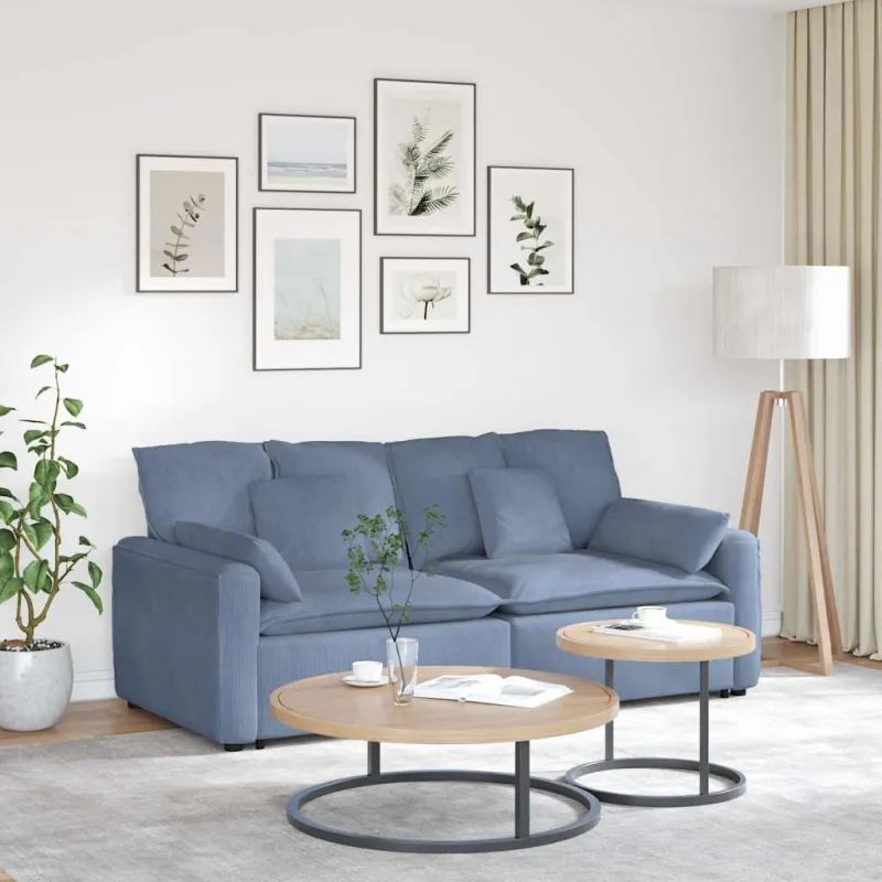 Modulinė sofa su pagalvėlėmis, mėlyna