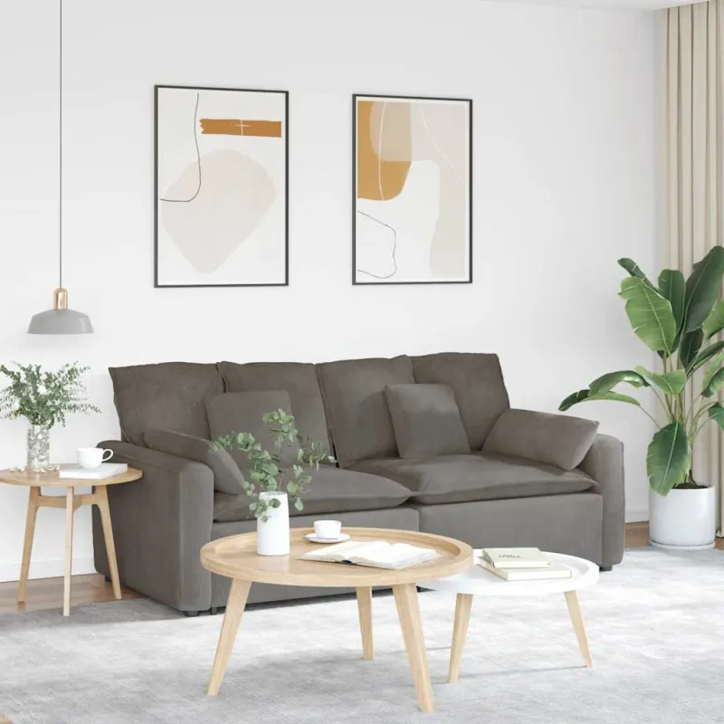Modulinė sofa su pagalvėlėmis, šviesiai pilka