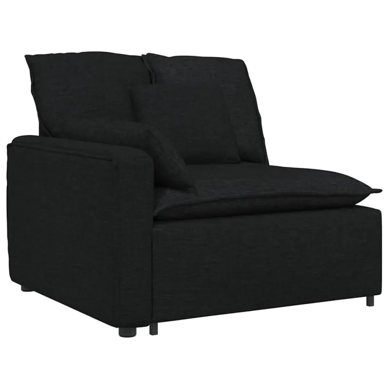 Modulinė sofa su pagalvėlėmis, audinys, juoda