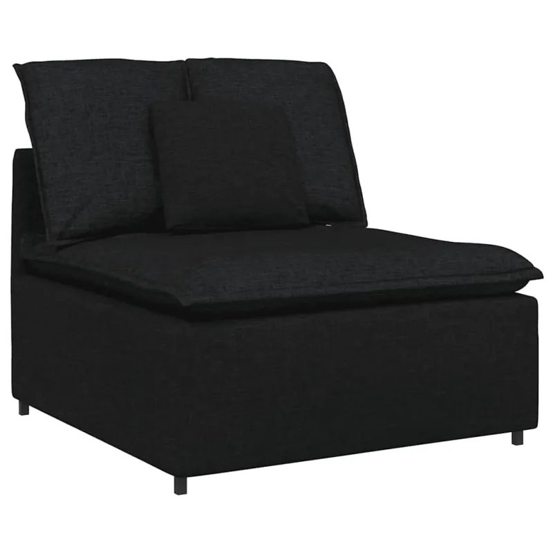 Modulinė sofa su pagalvėlėmis, audinys, juoda