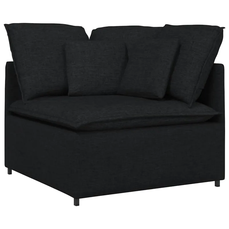 Modulinė sofa su pagalvėlėmis, audinys, juoda