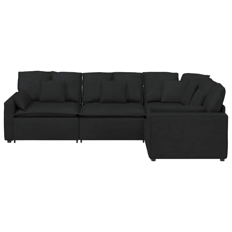 Modulinė sofa su pagalvėlėmis, audinys, juoda