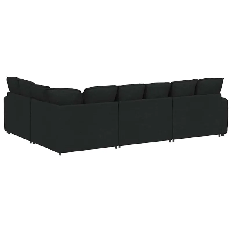 Modulinė sofa su pagalvėlėmis, audinys, juoda