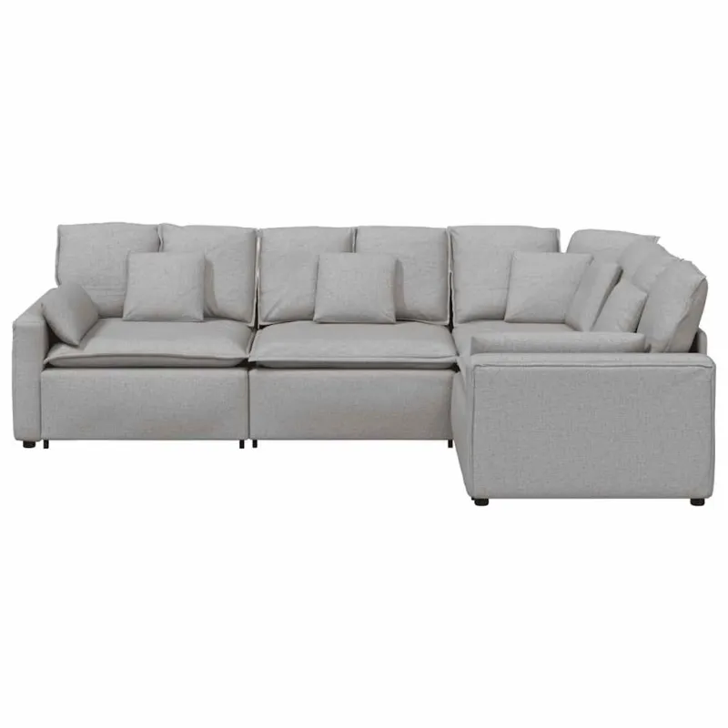 Modulinė sofa su pagalvėlėmis, audinys, debesų pilka