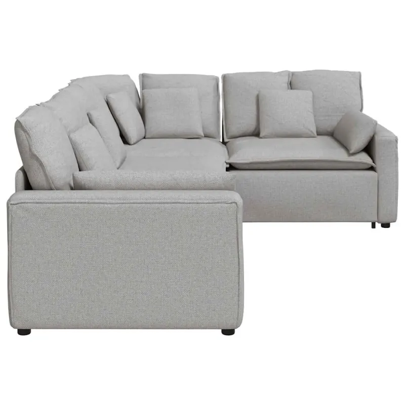 Modulinė sofa su pagalvėlėmis, audinys, debesų pilka