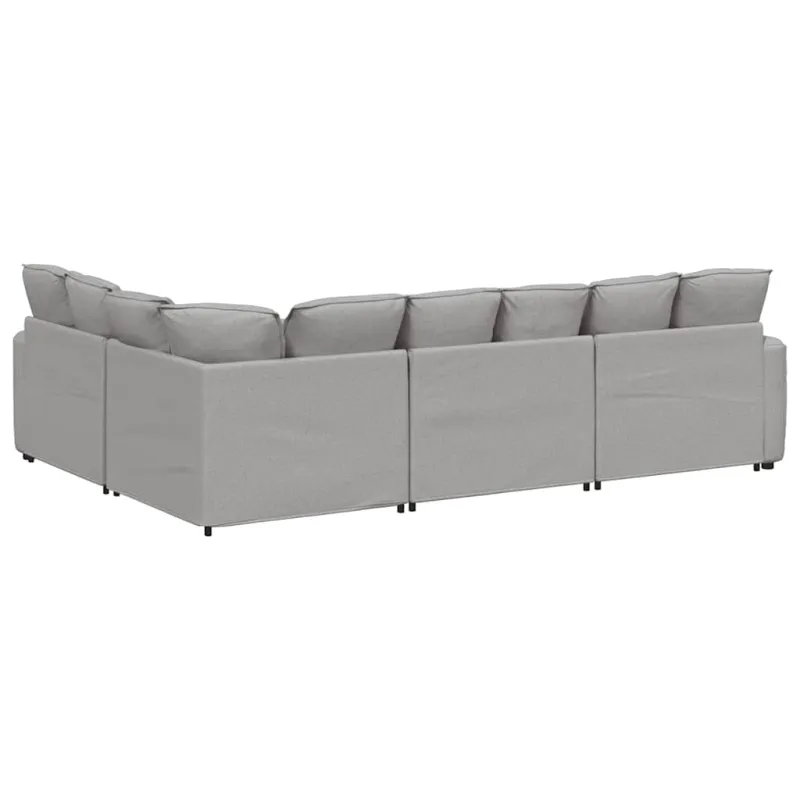 Modulinė sofa su pagalvėlėmis, audinys, debesų pilka