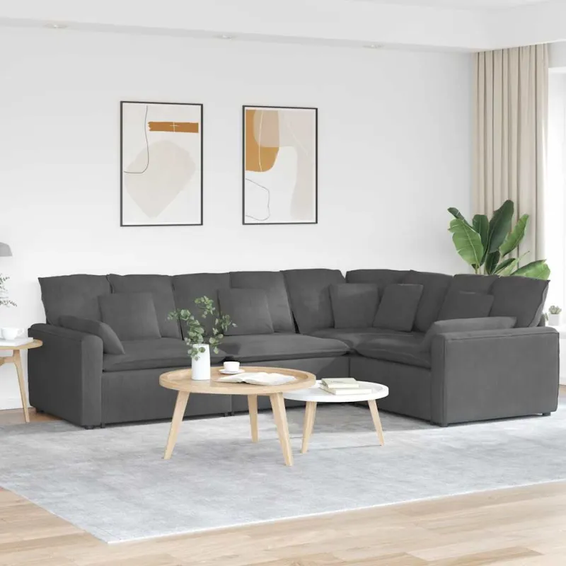 Modulinė sofa su pagalvėlėmis, velvetas, tamsiai pilka