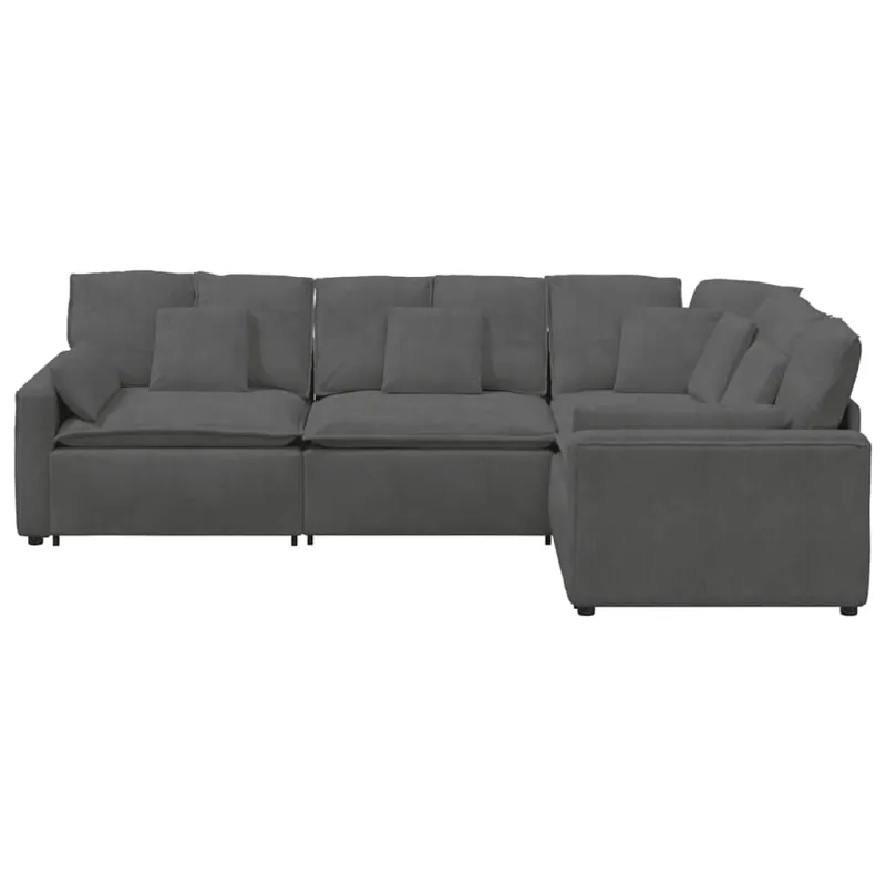 Modulinė sofa su pagalvėlėmis, velvetas, tamsiai pilka