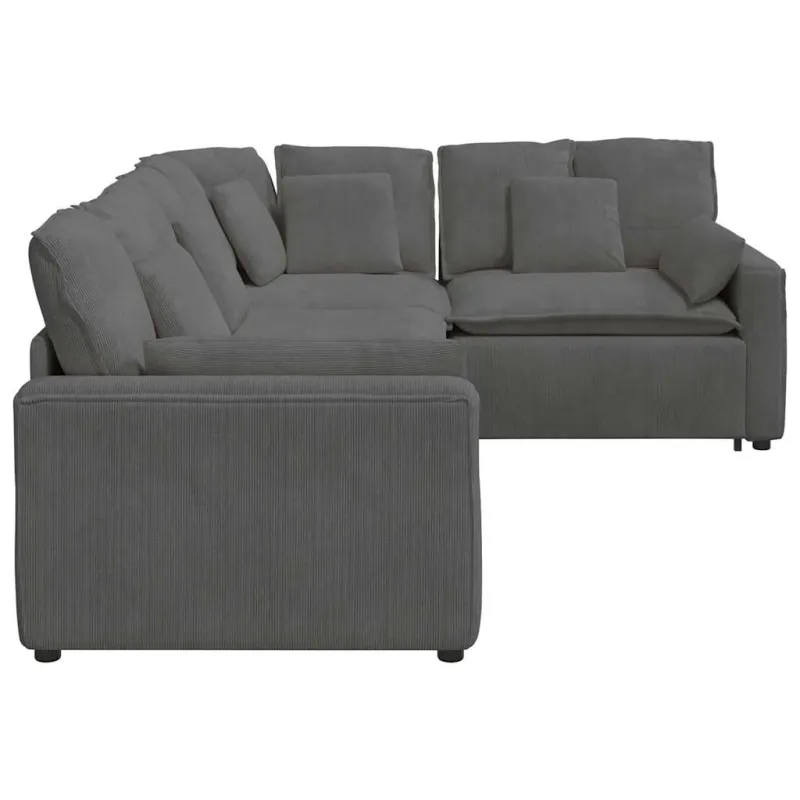Modulinė sofa su pagalvėlėmis, velvetas, tamsiai pilka