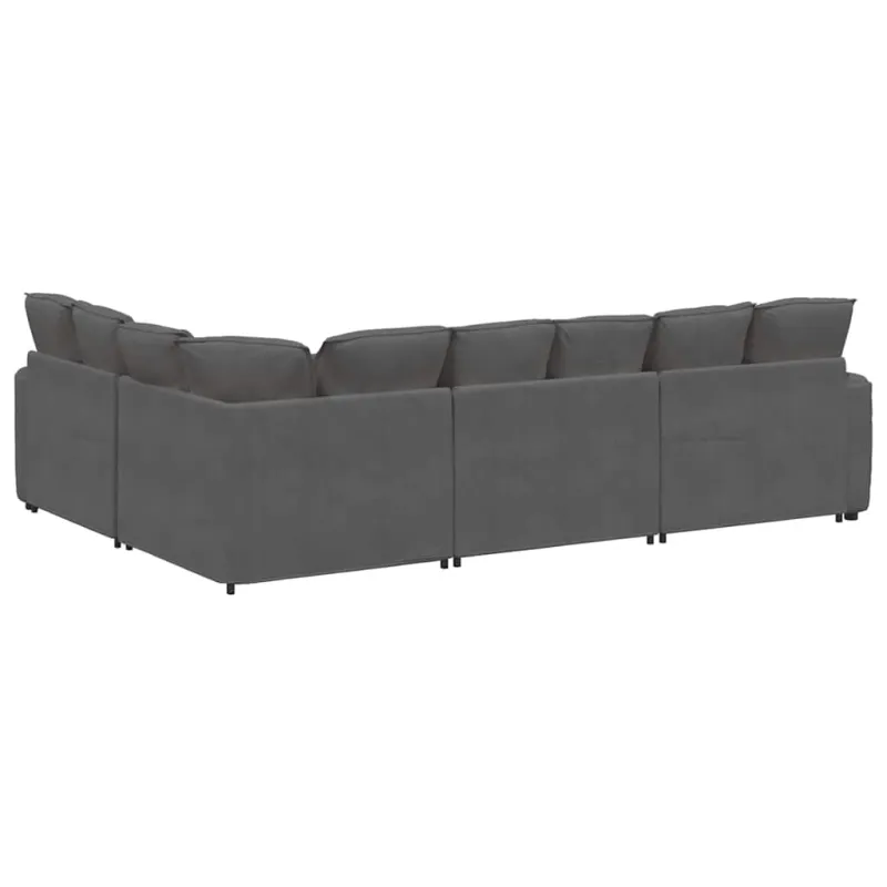 Modulinė sofa su pagalvėlėmis, velvetas, tamsiai pilka