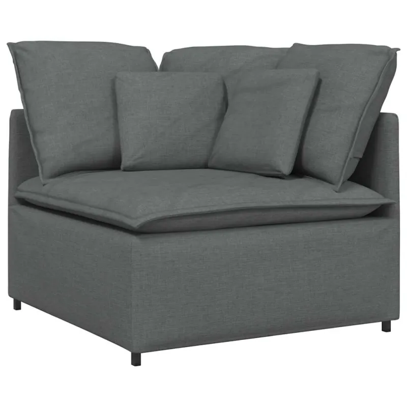 Modulinė sofa su pagalvėlėmis, audinys, tamsiai pilka