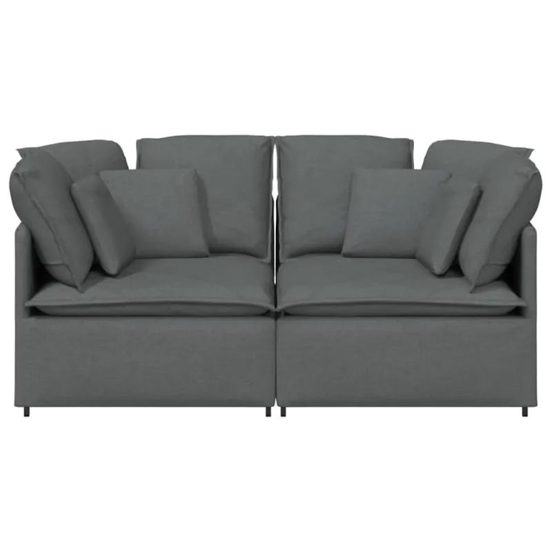 Modulinė sofa su pagalvėlėmis, audinys, tamsiai pilka