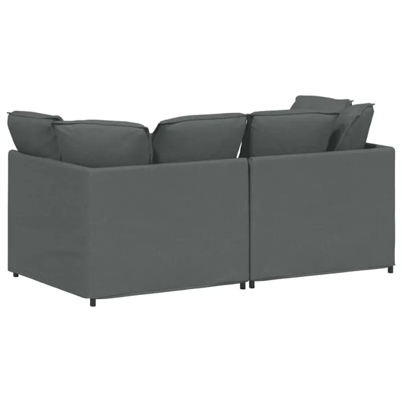Modulinė sofa su pagalvėlėmis, audinys, tamsiai pilka