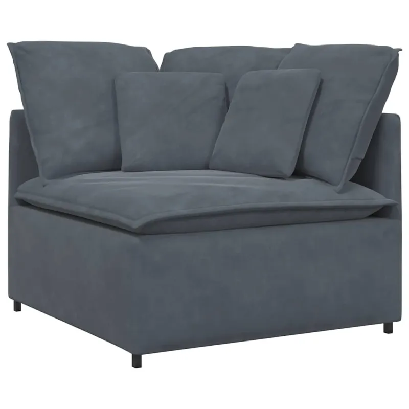 Modulinė sofa su pagalvėlėmis, aksominė, tamsiai pilka