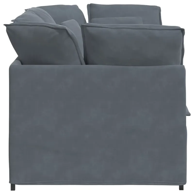 Modulinė sofa su pagalvėlėmis, aksominė, tamsiai pilka