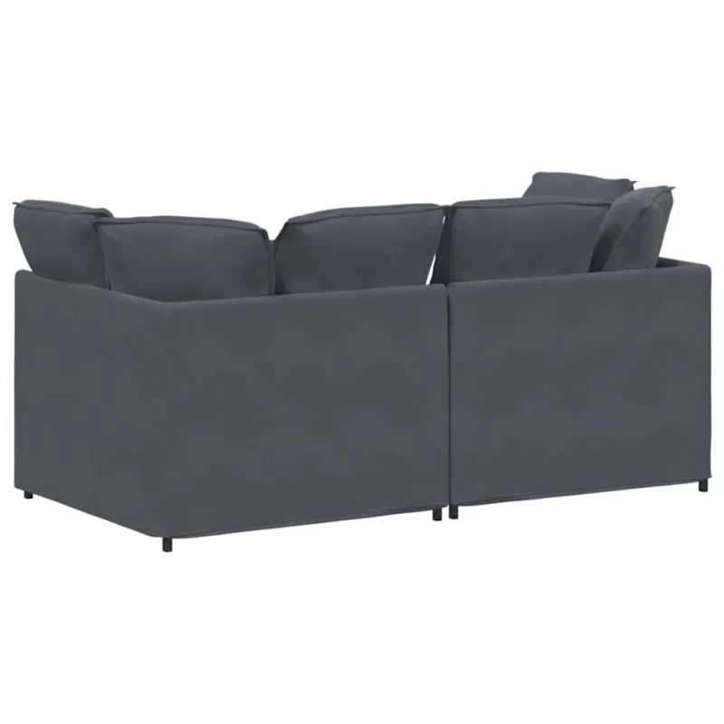 Modulinė sofa su pagalvėlėmis, aksominė, tamsiai pilka