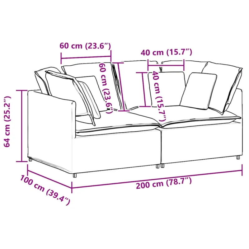Modulinė sofa su pagalvėlėmis, aksominė, tamsiai pilka