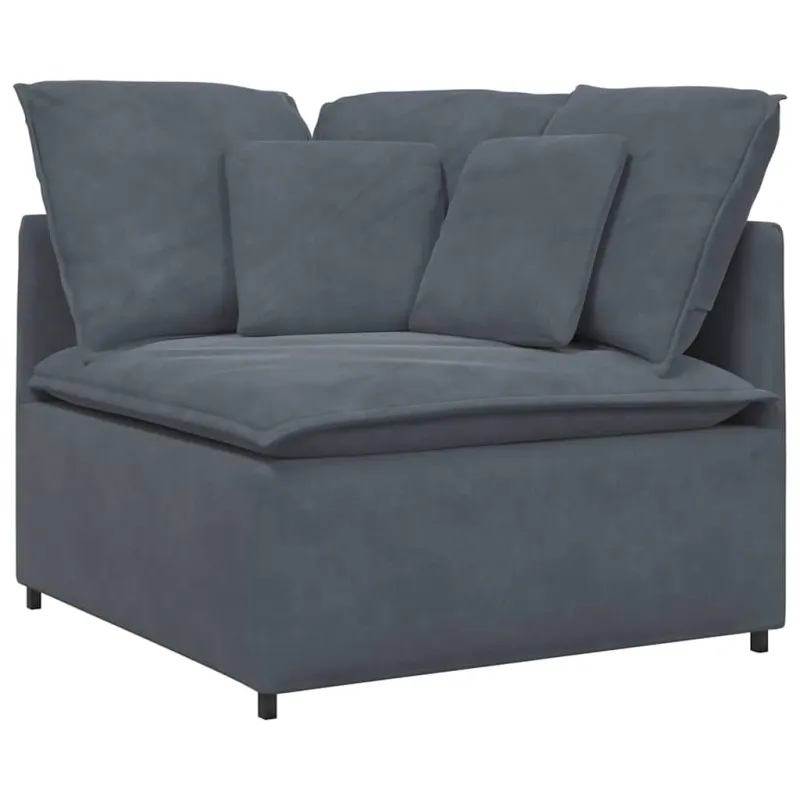 Modulinė sofa su pagalvėlėmis, aksominė, tamsiai pilka