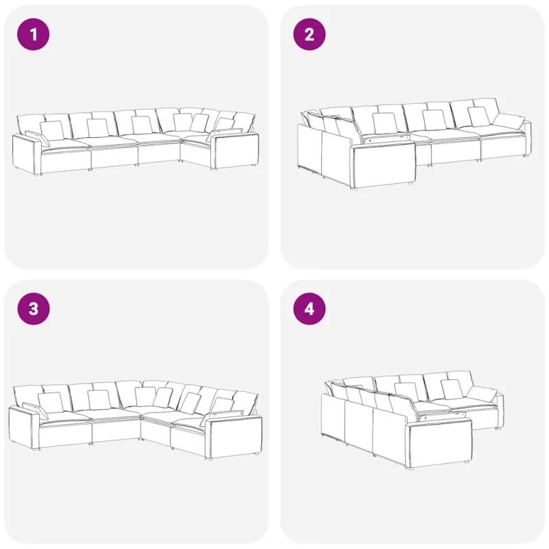 Modulinė sofa su pagalvėlėmis, aksominė, tamsiai pilka