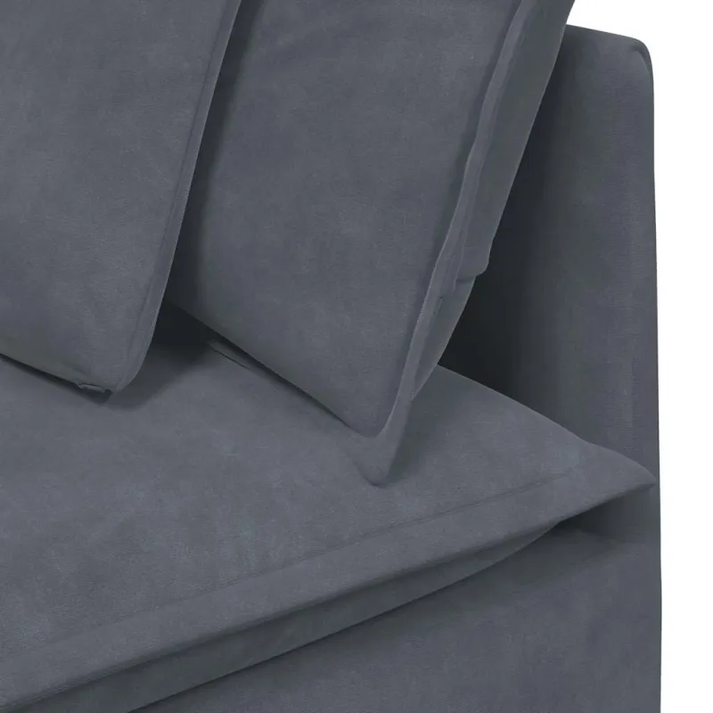 Modulinė sofa su pagalvėlėmis, aksominė, tamsiai pilka