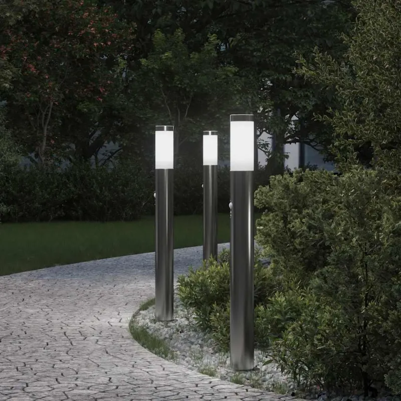 Šviestuvai su jutikliu, 3 vnt., 80 cm, nerūdijantis plienas, IP44