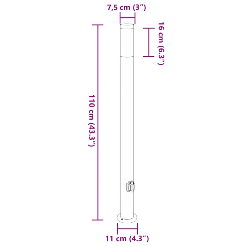 Šviestuvas su stulpeliu, 110 cm, nerūdijantis plienas, IP44