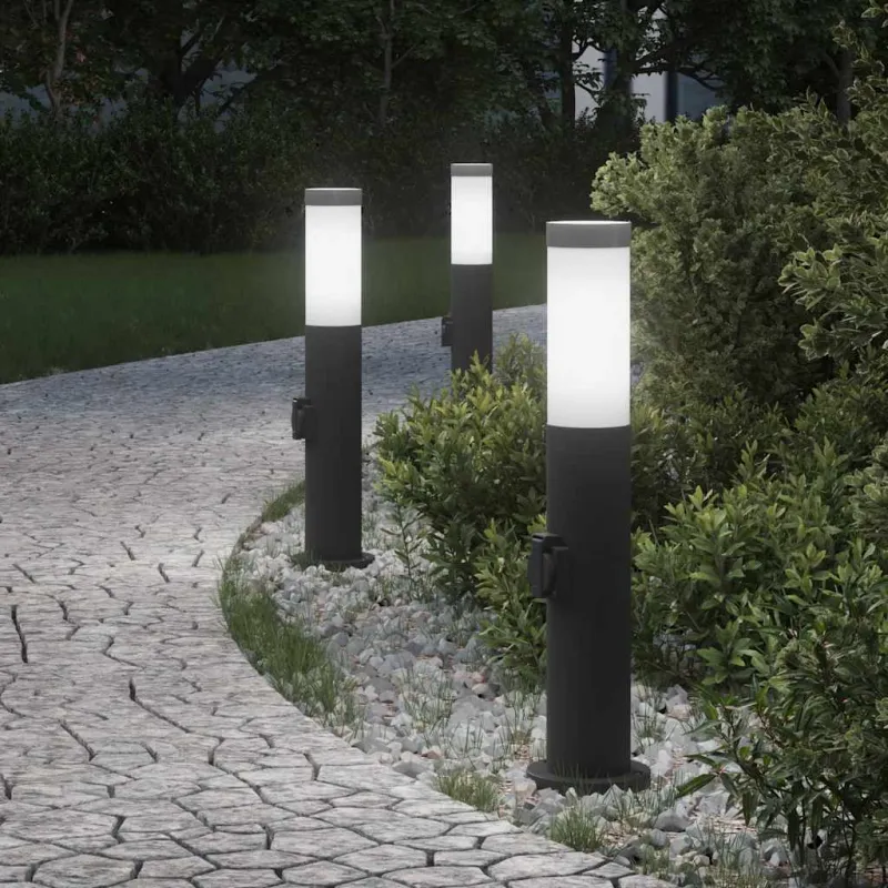 Šviestuvai su išleidimo anga, 3 vnt., 50 cm, nerūdijantis plienas, IP44
