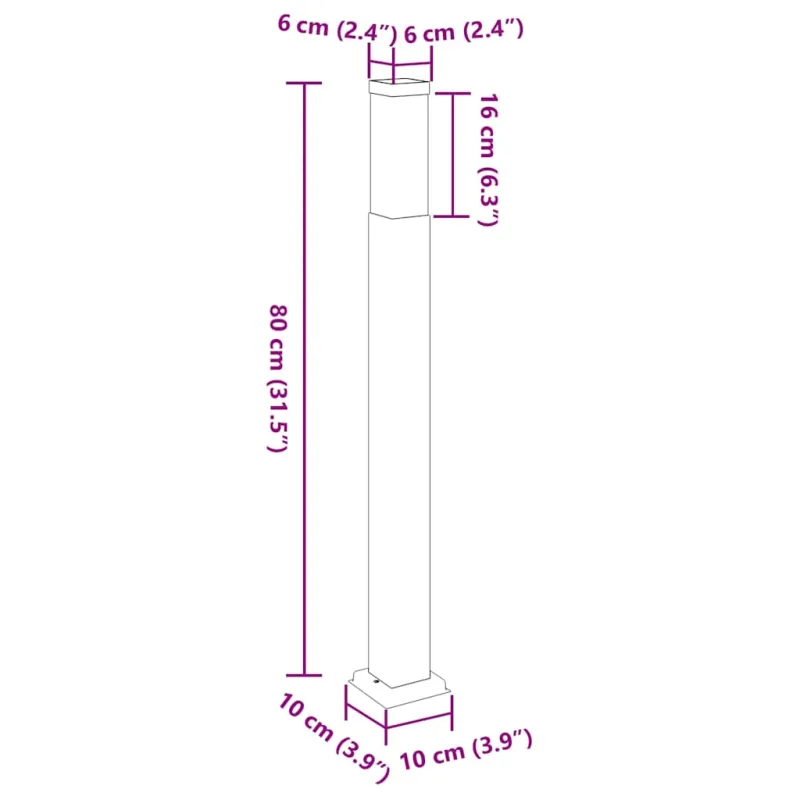 Šviestuvai stulpeliams, 3 vnt., 80 cm, juodi, IP44