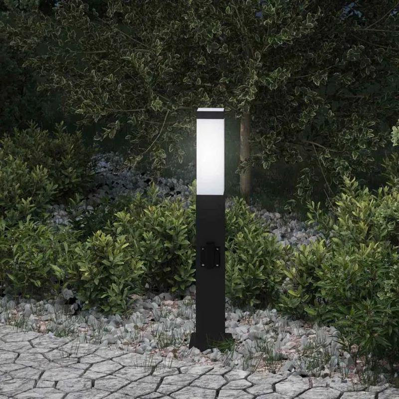 Šviestuvas su stulpeliu, 50 cm, juodas, IP44