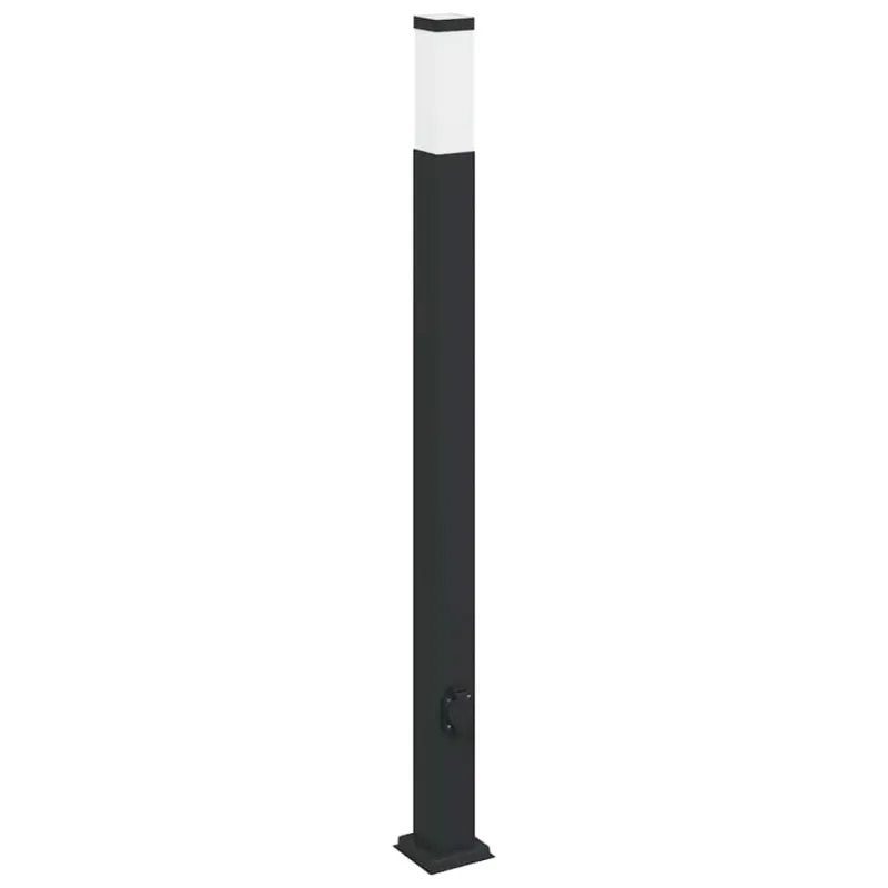 Stulpeliniai šviestuvai su lizdu, 3 vnt., 110 cm, juodi, IP44