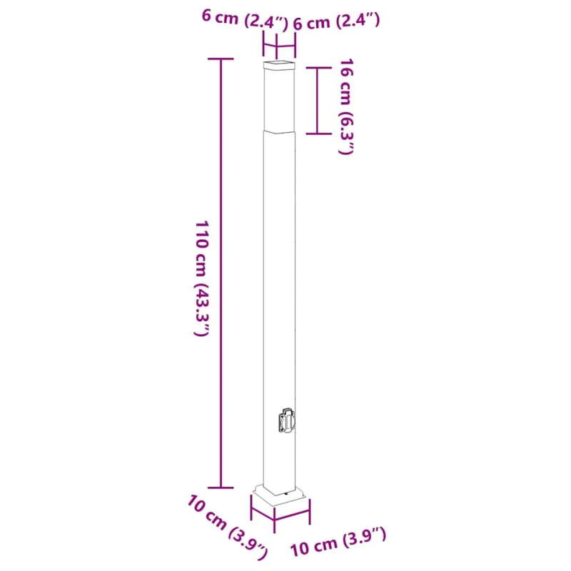 Stulpeliniai šviestuvai su lizdu, 3 vnt., 110 cm, juodi, IP44
