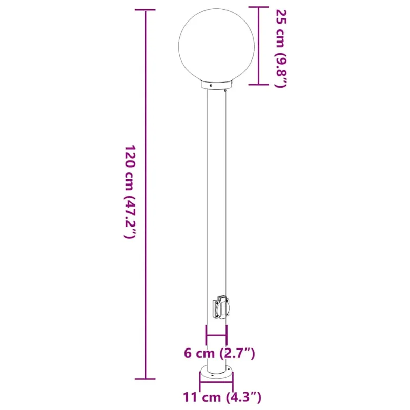 Šviestuvai su išleidimo anga, 3 vnt., 120 cm, nerūdijantis plienas, IP44