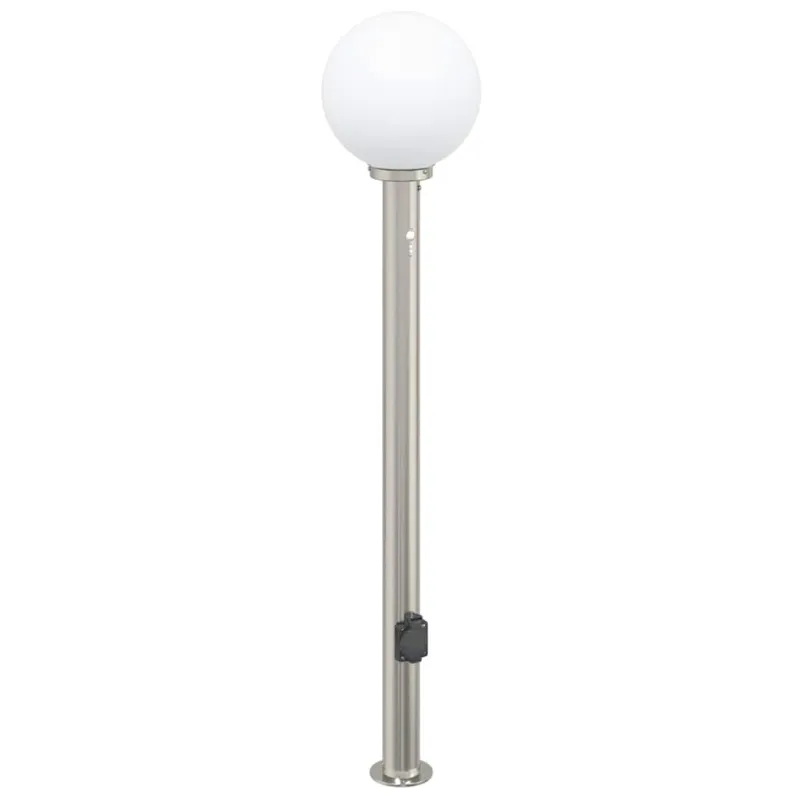 Apšvietimo stulpeliai su jutikliu ir lizdu, 3 vnt., 120 cm, nerūdijantis plienas, IP44