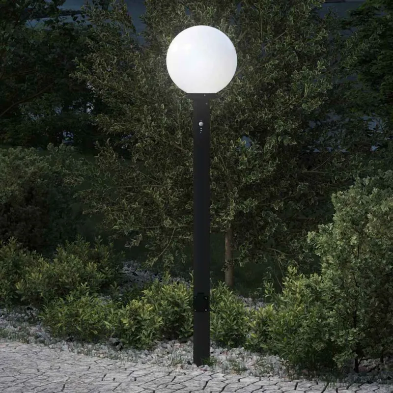 Apsauginis šviestuvas su jutikliu ir lizdu, 120 cm, juodas, IP44