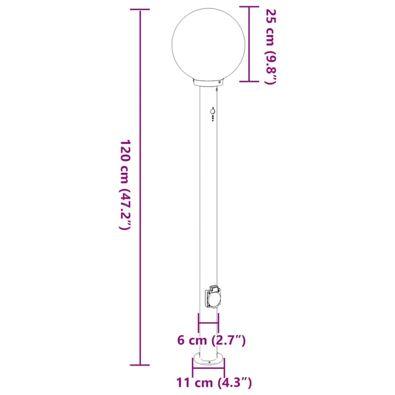 Apsauginis šviestuvas su jutikliu ir lizdu, 120 cm, juodas, IP44