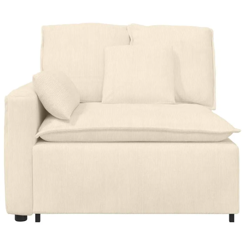 Modulinė sofa su porankiu ir pagalvėlėmis, kreminės spalvos, 100 cm